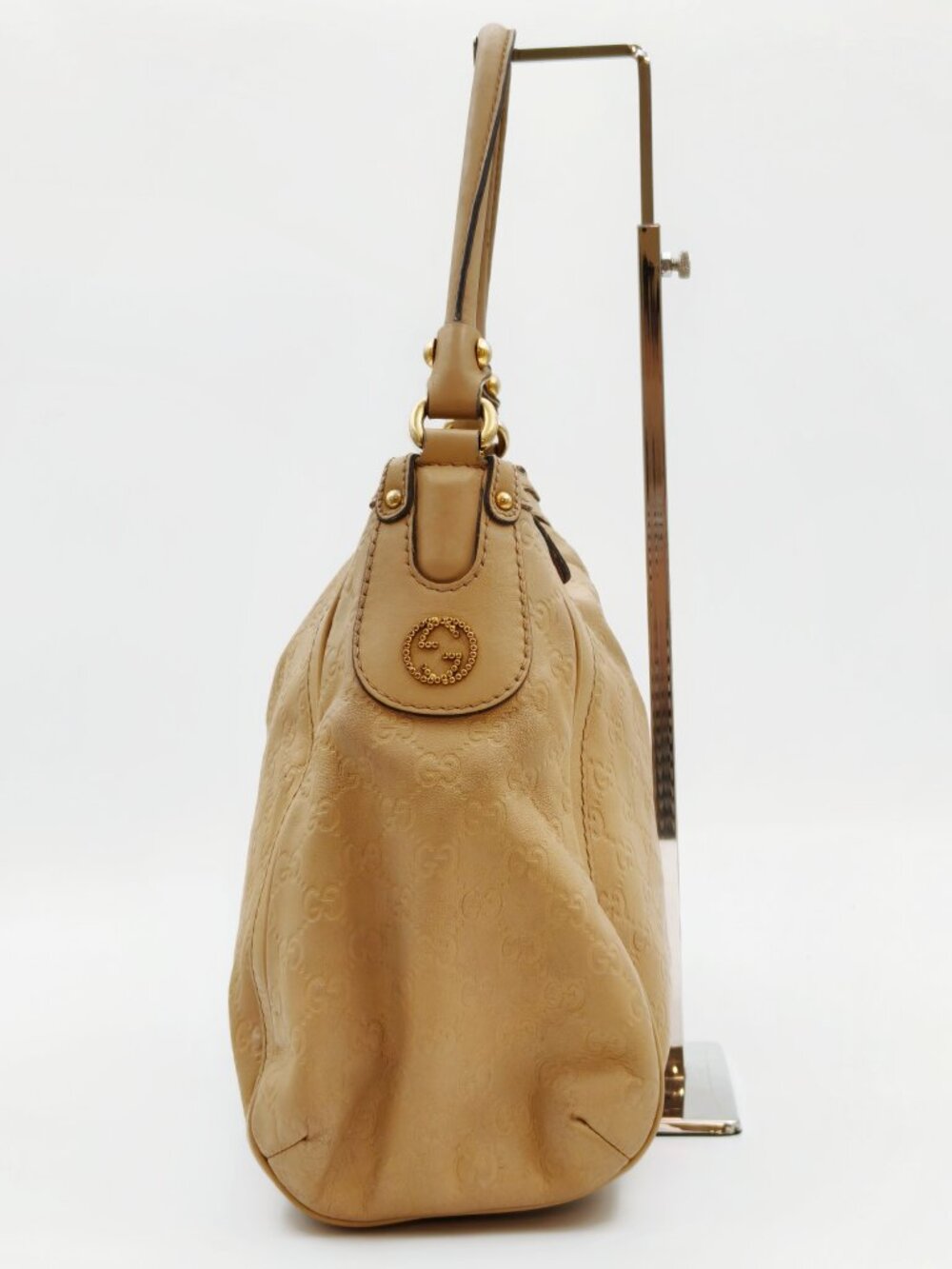Gucci Guccissima Leather Hobo Shoulder Bag Beige Large Tote 282297 - Picture 4 of 15